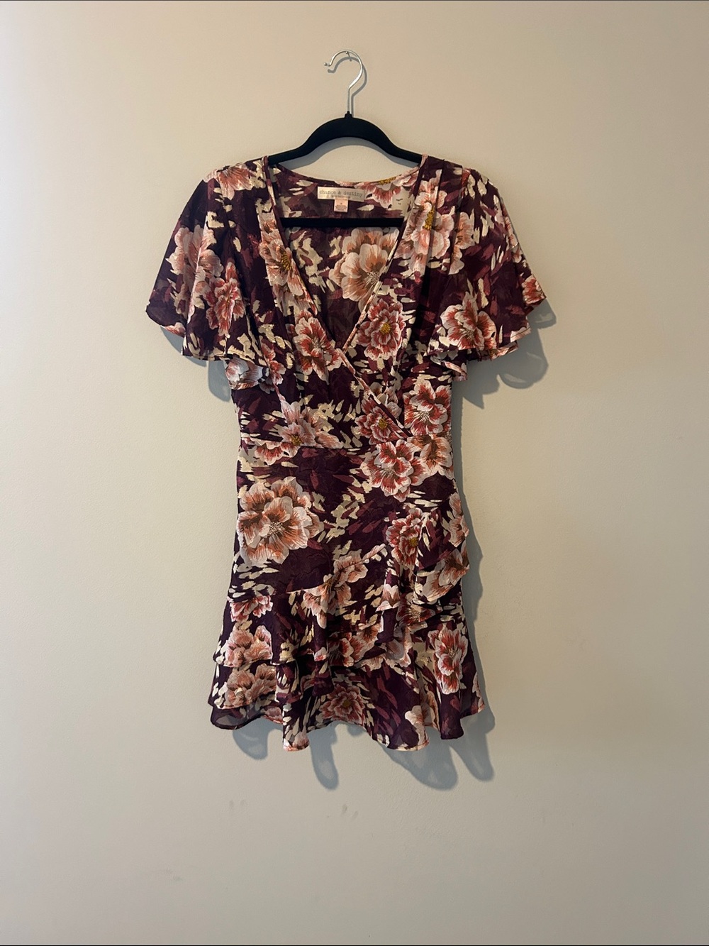 Floral Wrap Mini Dress - Plum Floral